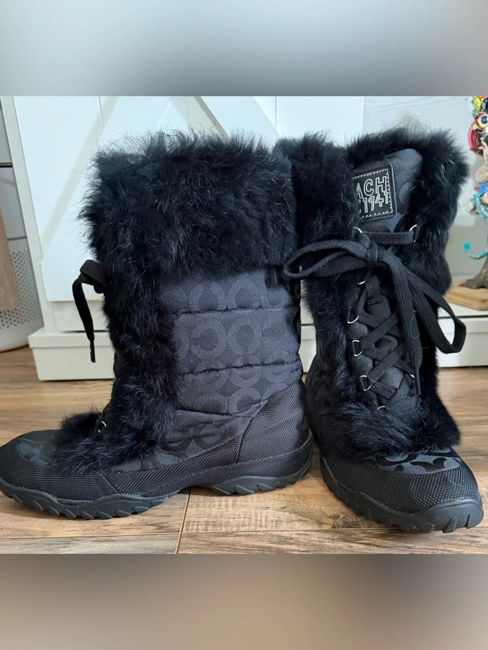 Coach Jennie black winter snow boots 8 1/2